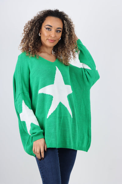 Oversized Star Print Knitted Jumper Top