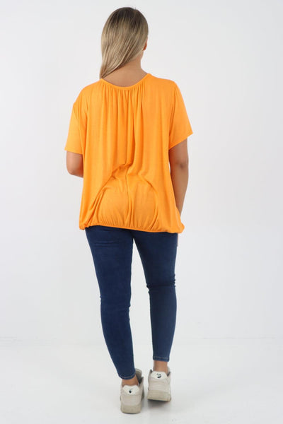 Bubble Hem Stretchy Short Sleeve Top - Lashra Fashion