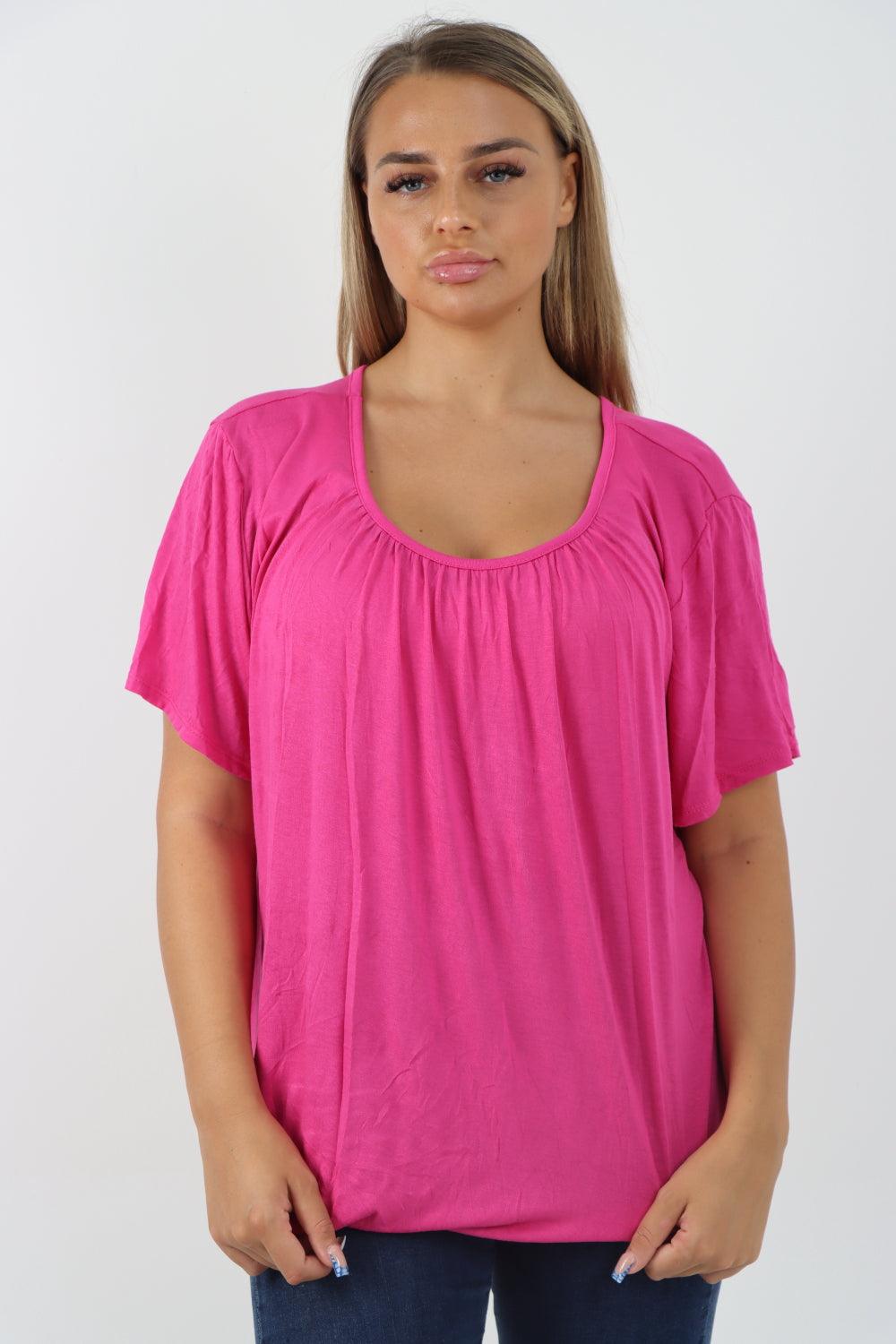 Bubble Hem Stretchy Short Sleeve Top - Lashra Fashion