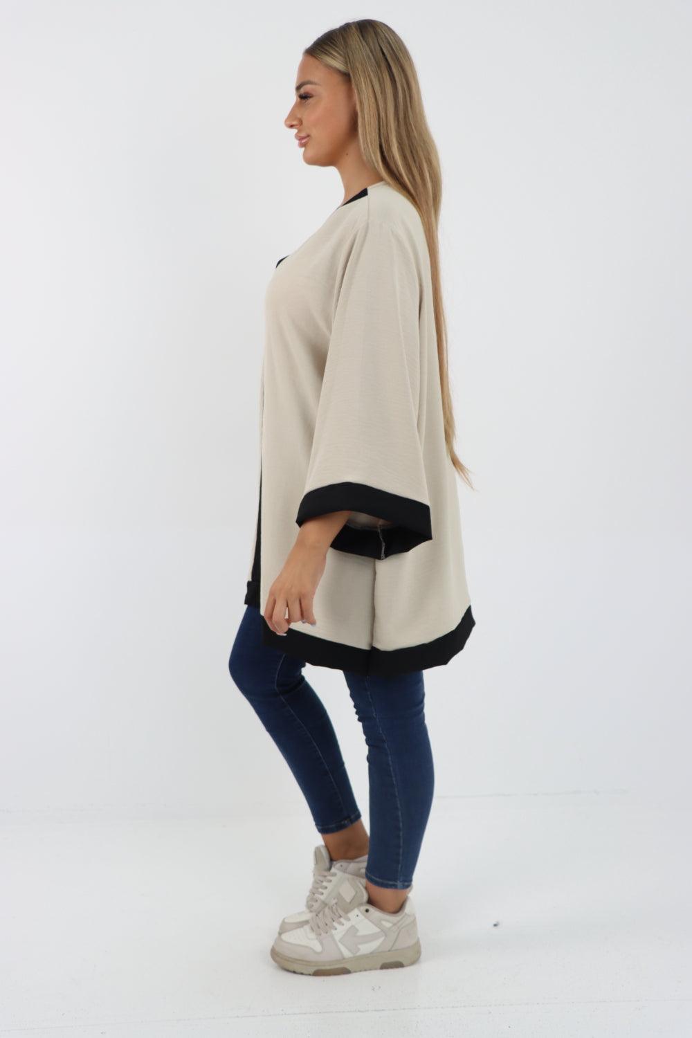 2 Tone Panel V Neck Tunic Top - Lashra Fashion