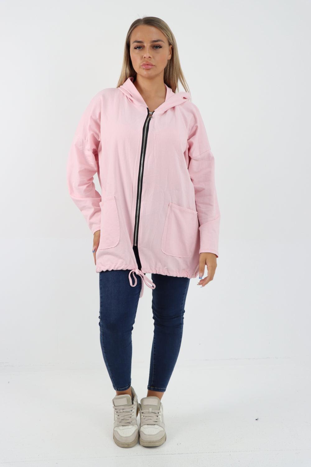 Longline Zip Pockets Hooded Top - Lashra Fashion