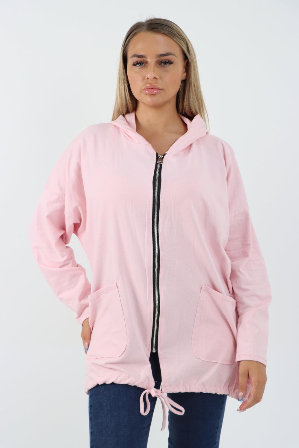 Longline Zip Pockets Hooded Top - Lashra Fashion