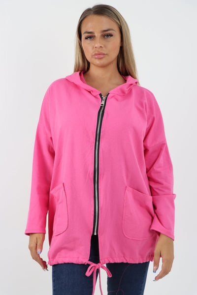 Longline Zip Pockets Hooded Top - Lashra Fashion