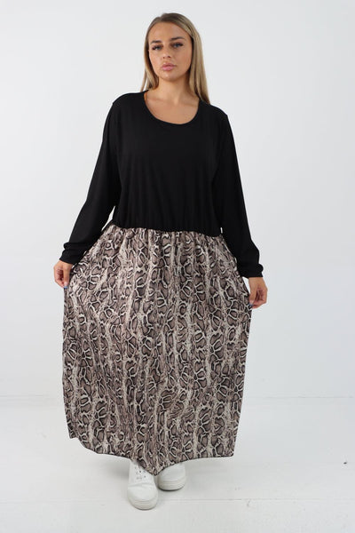 Animal Print Ribbed Vest Longsleeve Maxi Dress - Lashra Fashion