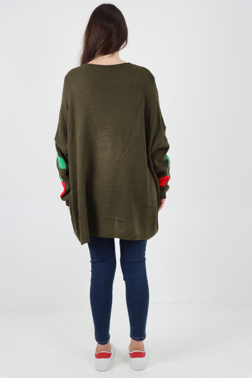 Oversized Knitted Cherry Print Jumper Top