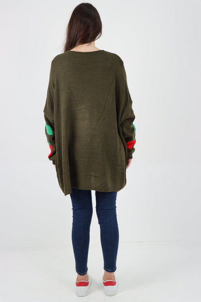 Oversized Knitted Cherry Print Jumper Top