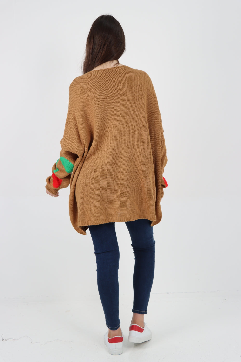 Oversized Knitted Cherry Print Jumper Top