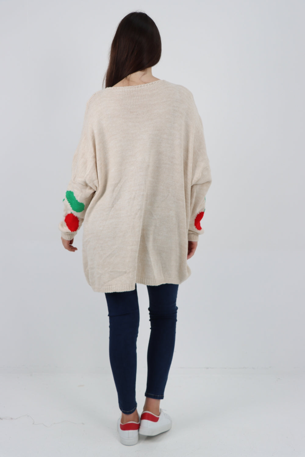 Oversized Knitted Cherry Print Jumper Top