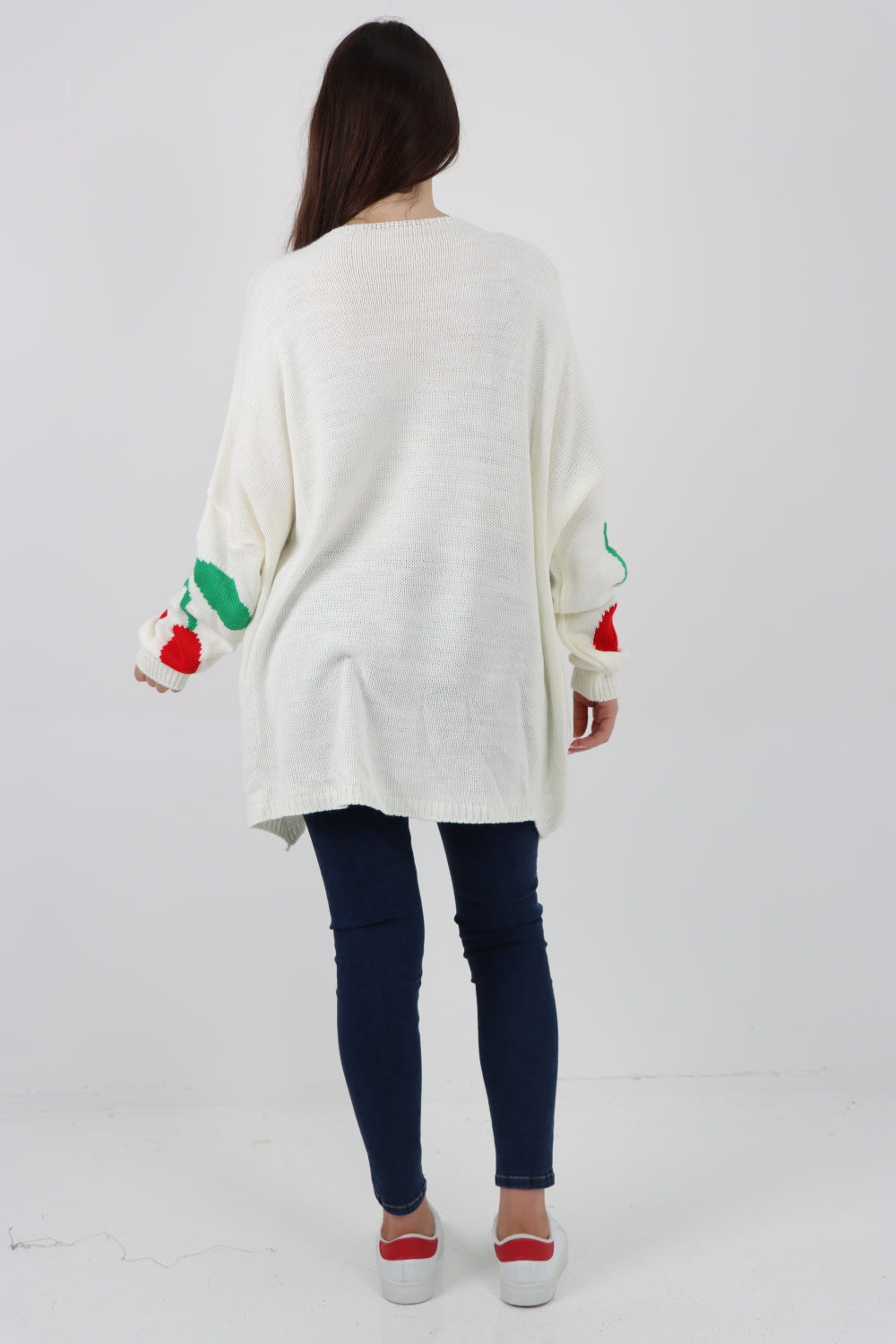 Oversized Knitted Cherry Print Jumper Top