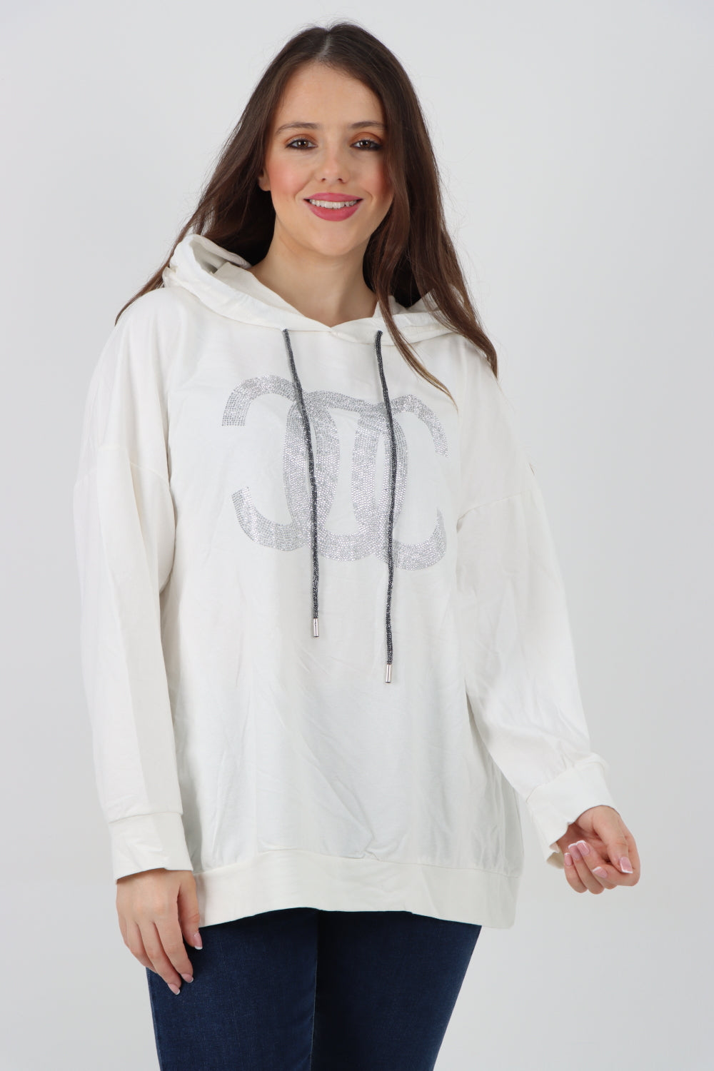 CC Print Long Sleeve Hooded Top