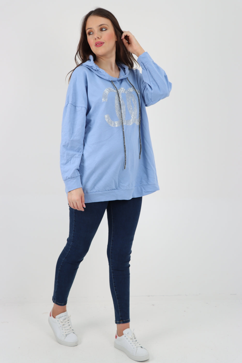 CC Print Long Sleeve Hooded Top