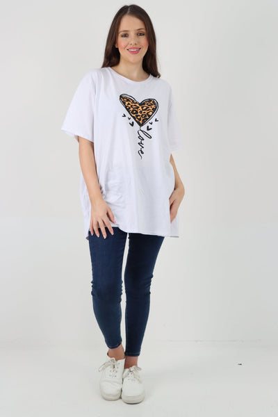 3D Animal Heart Print Short Sleeve Top