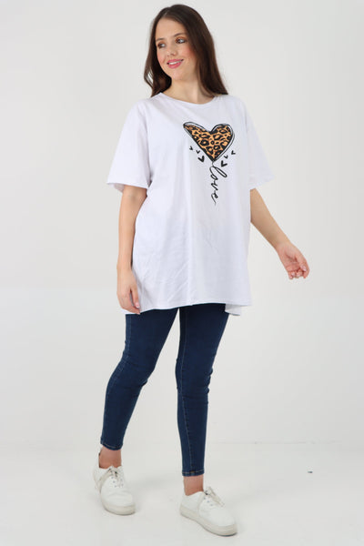 3D Animal Heart Print Short Sleeve Top