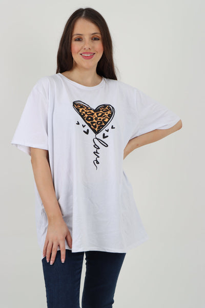 3D Animal Heart Print Short Sleeve Top