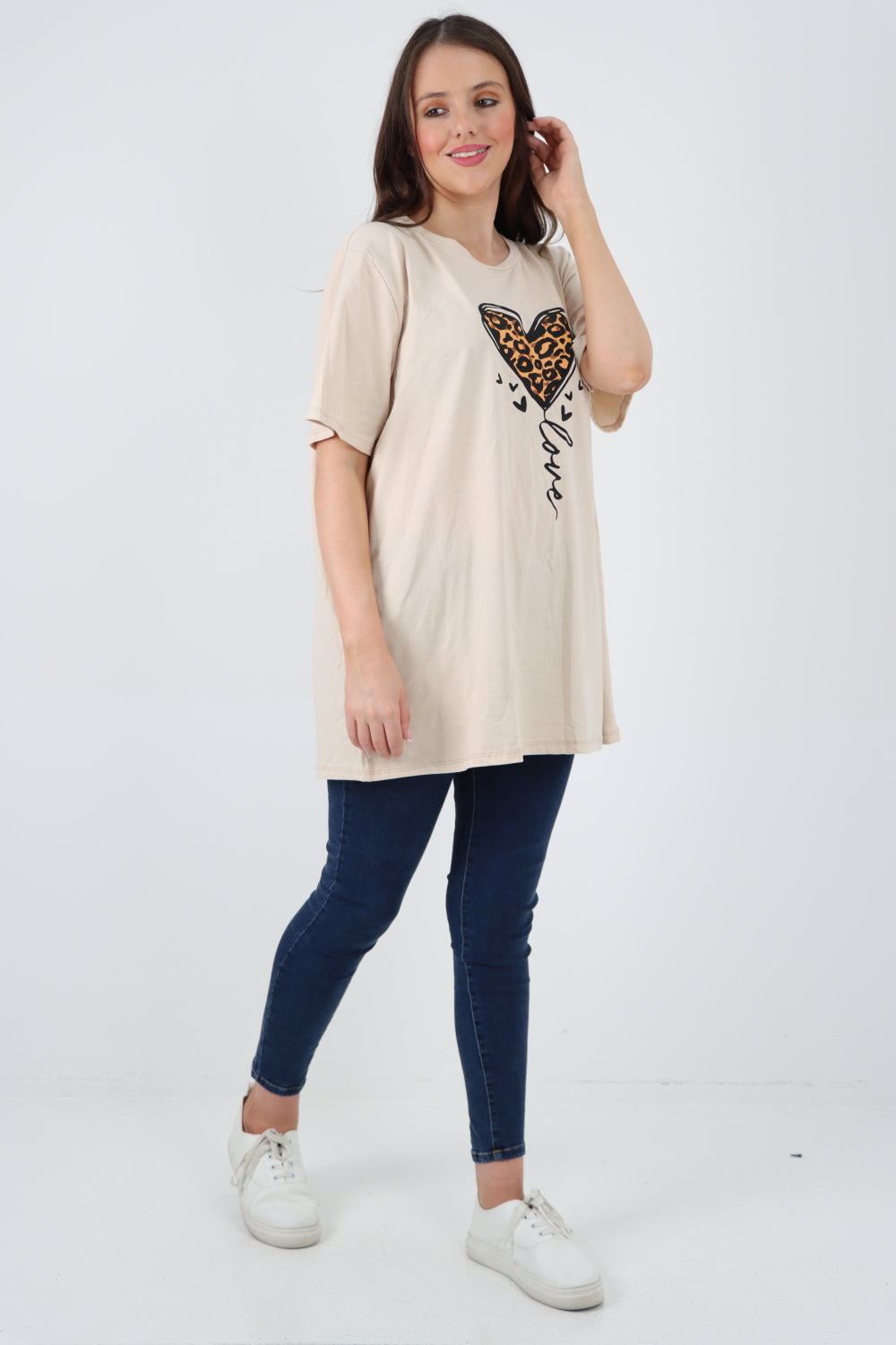 3D Animal Heart Print Short Sleeve Top