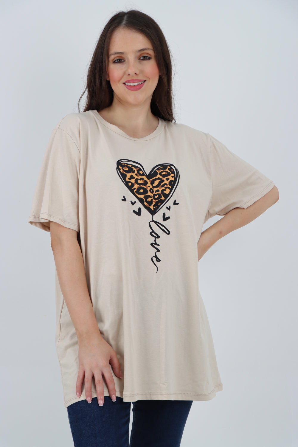 3D Animal Heart Print Short Sleeve Top