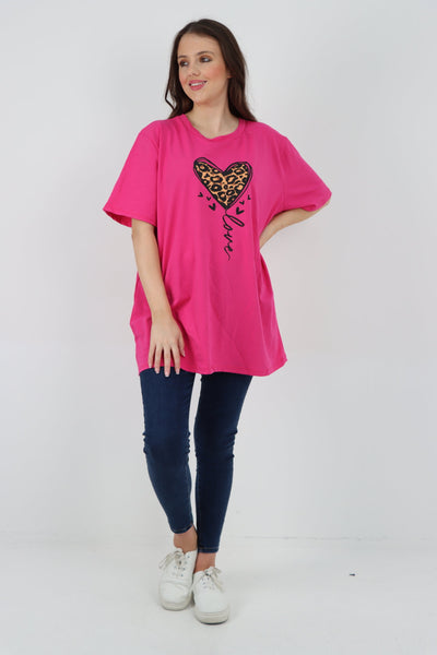 3D Animal Heart Print Short Sleeve Top