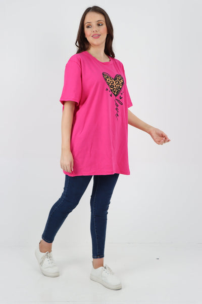 3D Animal Heart Print Short Sleeve Top