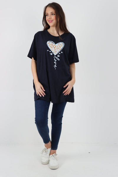 3D Animal Heart Print Short Sleeve Top