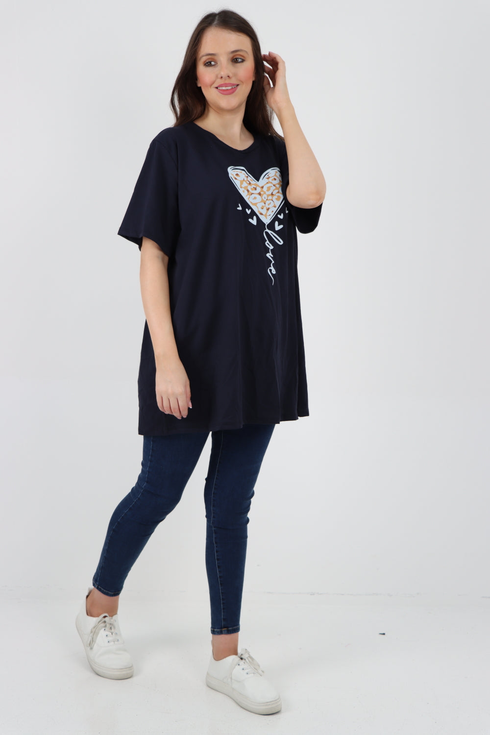 3D Animal Heart Print Short Sleeve Top