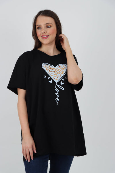 3D Animal Heart Print Short Sleeve Top