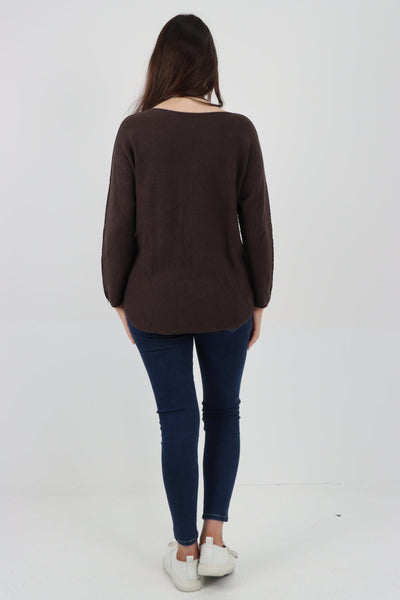 Basic Plain Knitted Jumper Top