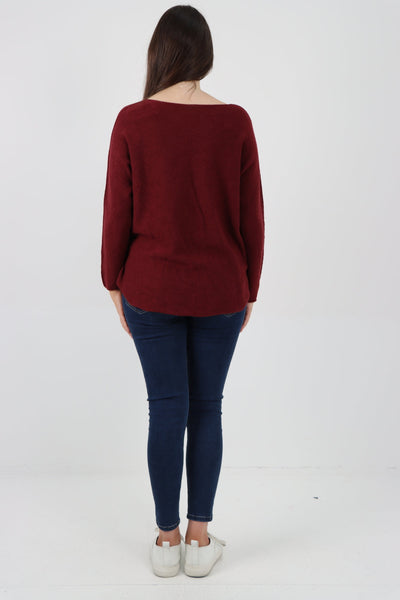 Basic Plain Knitted Jumper Top