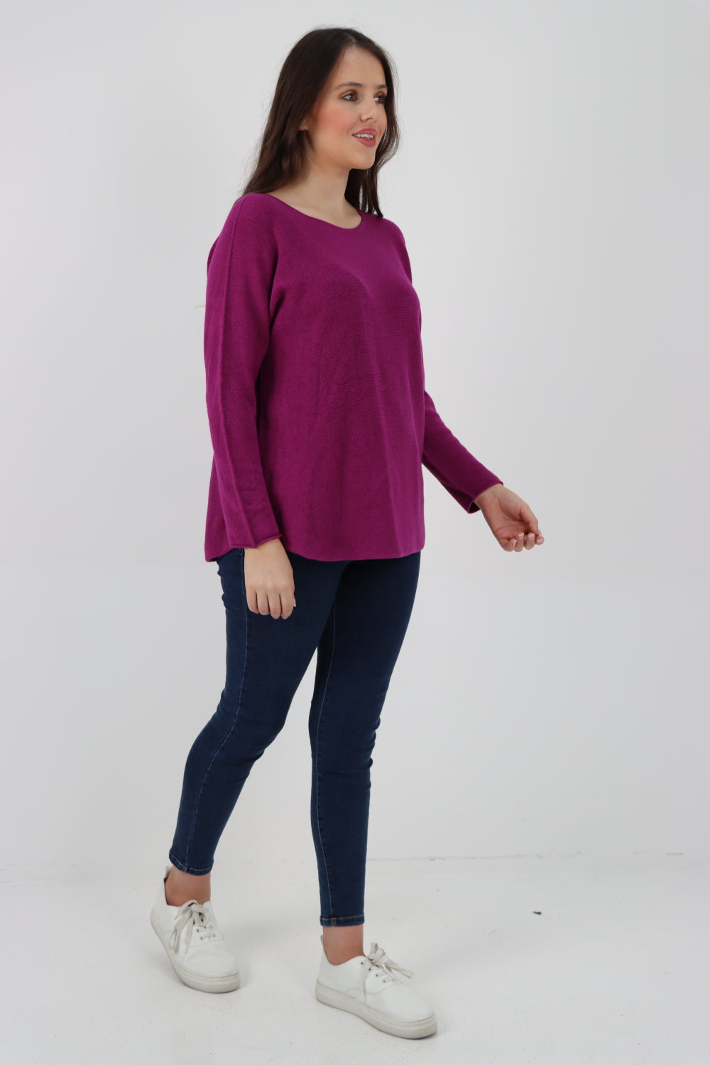 Basic Plain Knitted Jumper Top