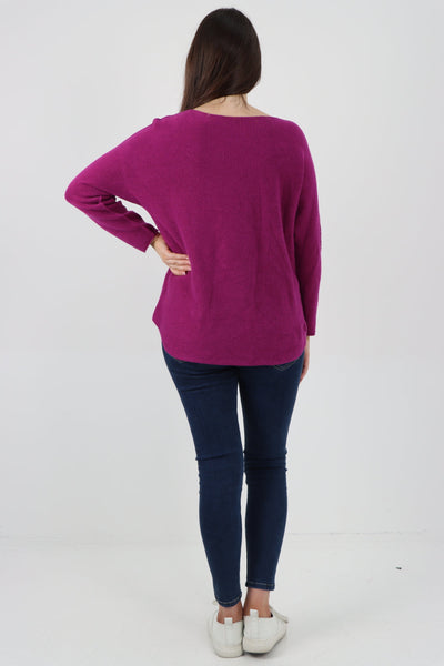 Basic Plain Knitted Jumper Top