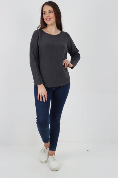 Basic Plain Knitted Jumper Top