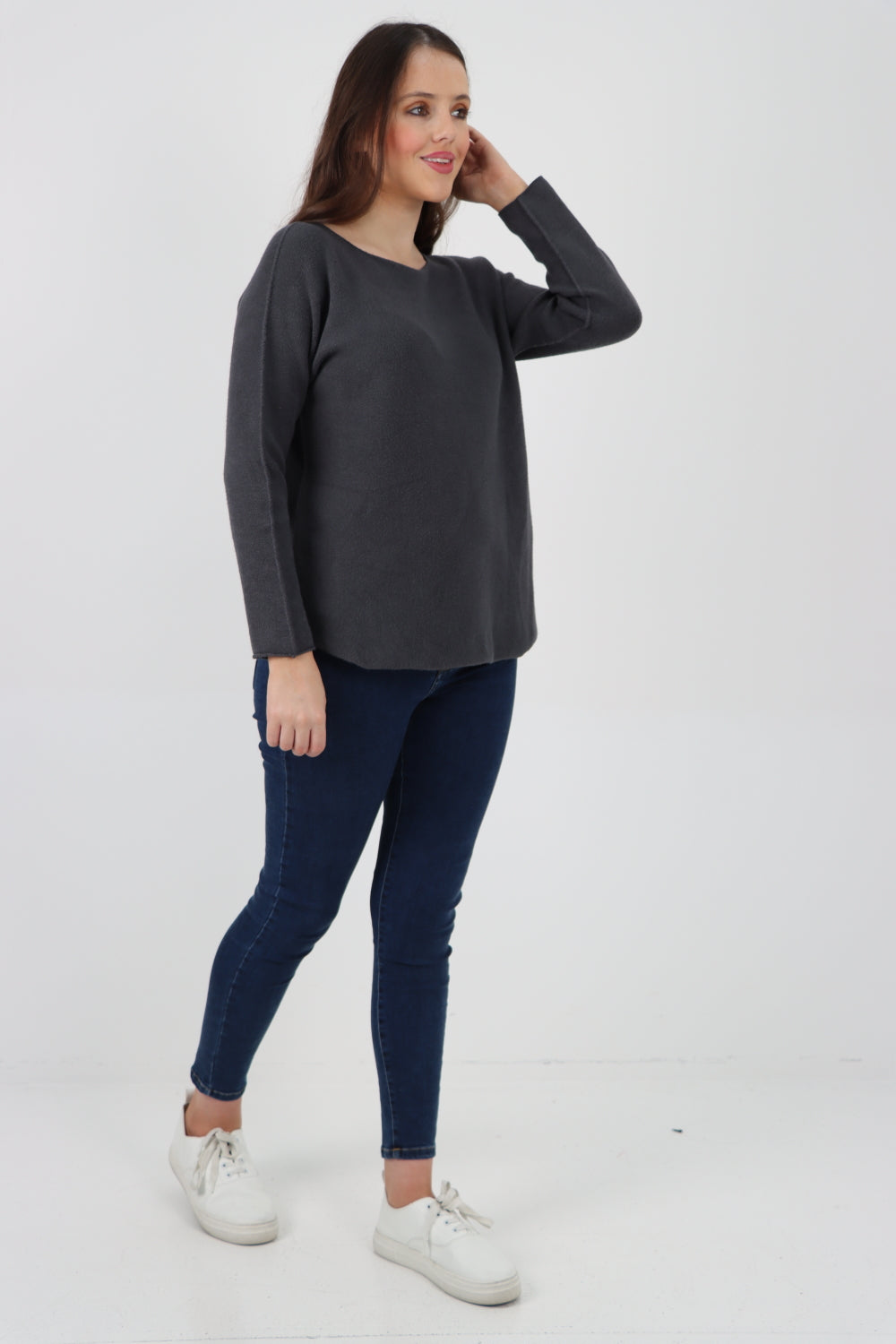 Basic Plain Knitted Jumper Top