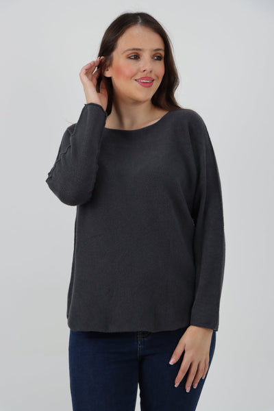 Basic Plain Knitted Jumper Top