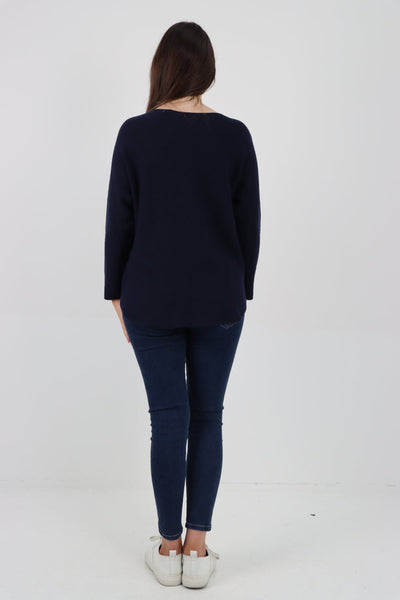 Basic Plain Knitted Jumper Top