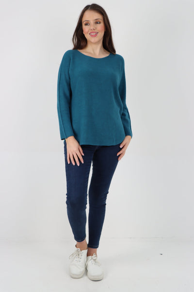 Basic Plain Knitted Jumper Top