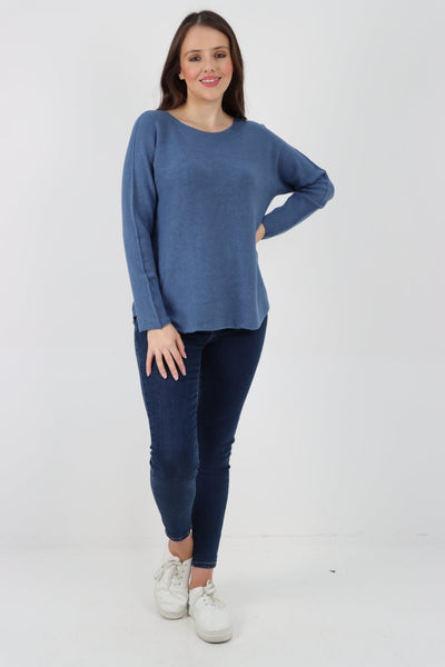 Basic Plain Knitted Jumper Top