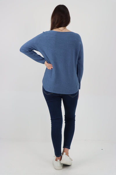 Basic Plain Knitted Jumper Top