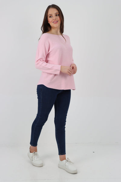 Basic Plain Knitted Jumper Top