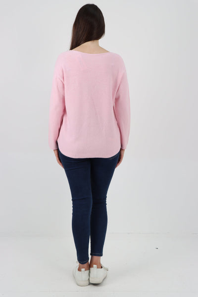 Basic Plain Knitted Jumper Top