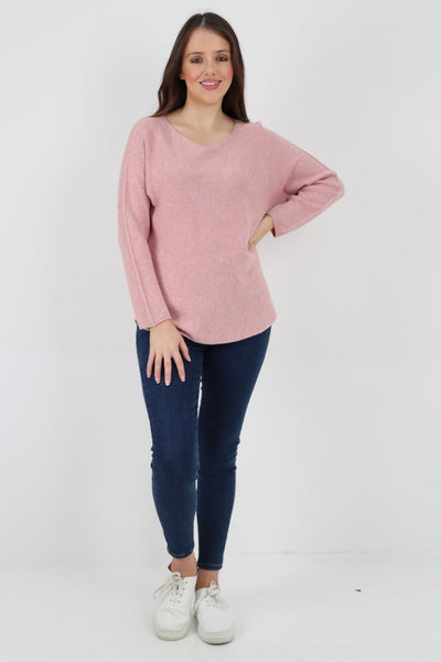 Basic Plain Knitted Jumper Top