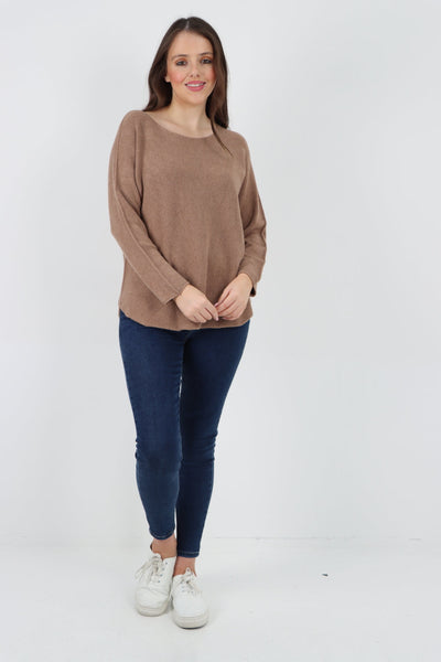 Basic Plain Knitted Jumper Top