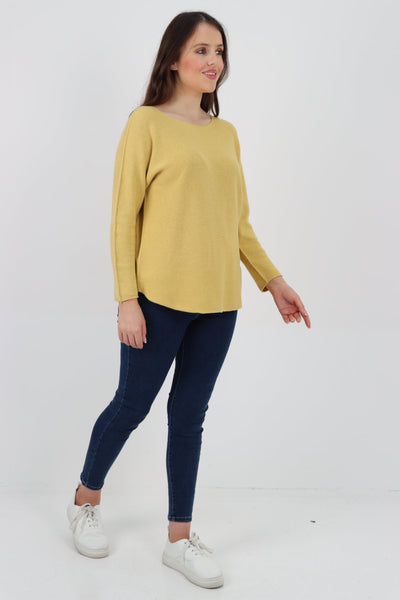 Basic Plain Knitted Jumper Top