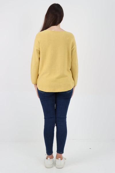 Basic Plain Knitted Jumper Top