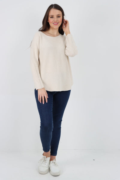 Basic Plain Knitted Jumper Top