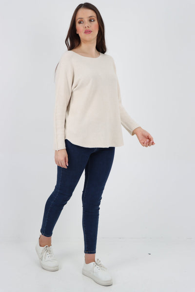 Basic Plain Knitted Jumper Top