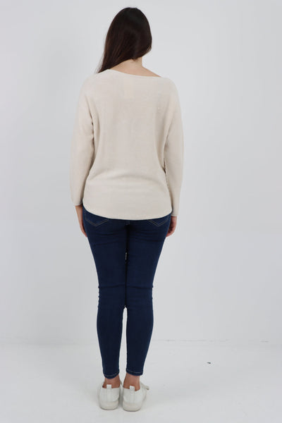 Basic Plain Knitted Jumper Top