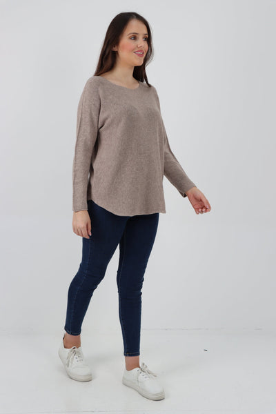 Basic Plain Knitted Jumper Top