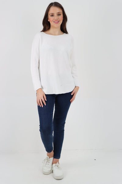 Basic Plain Knitted Jumper Top