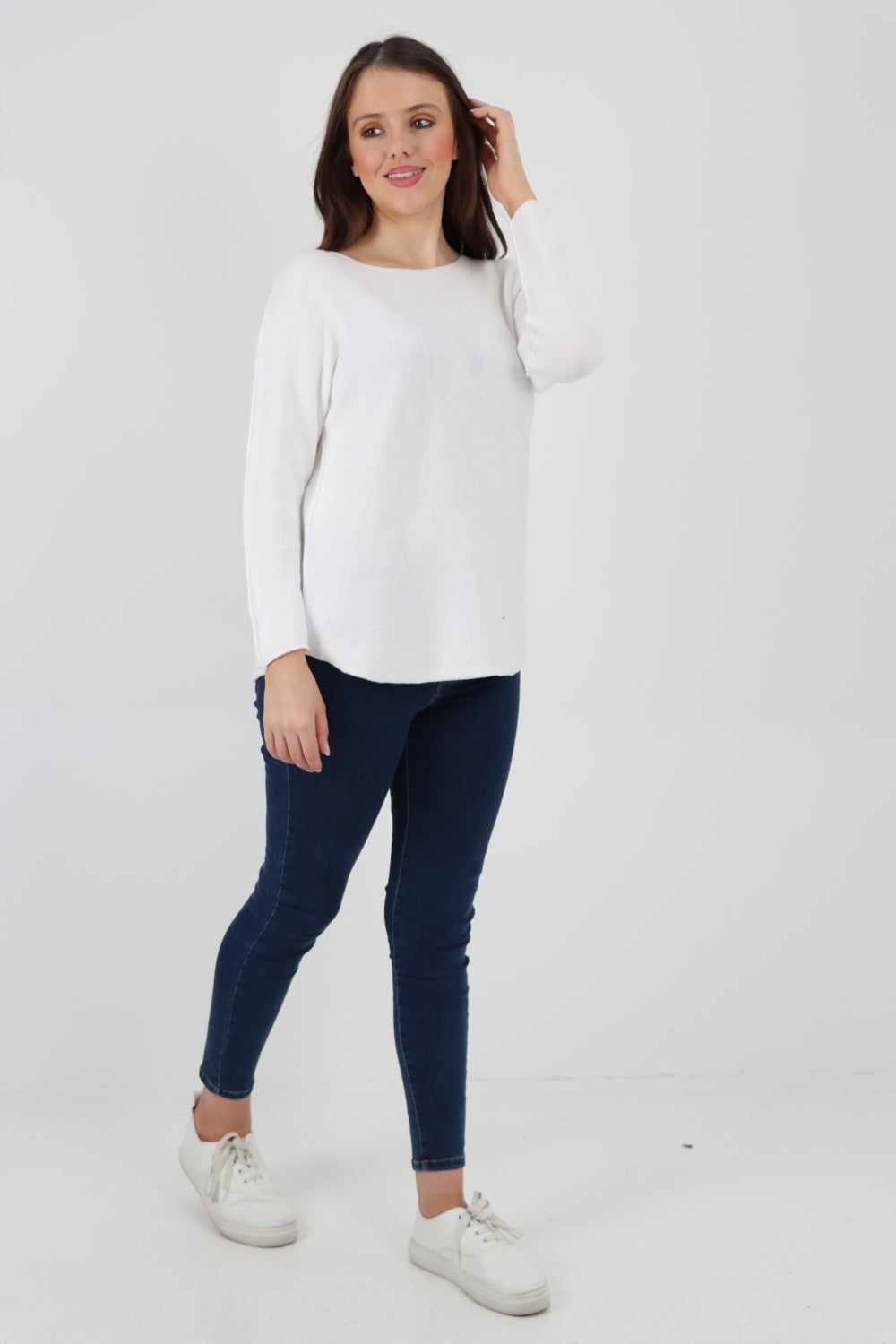 Basic Plain Knitted Jumper Top