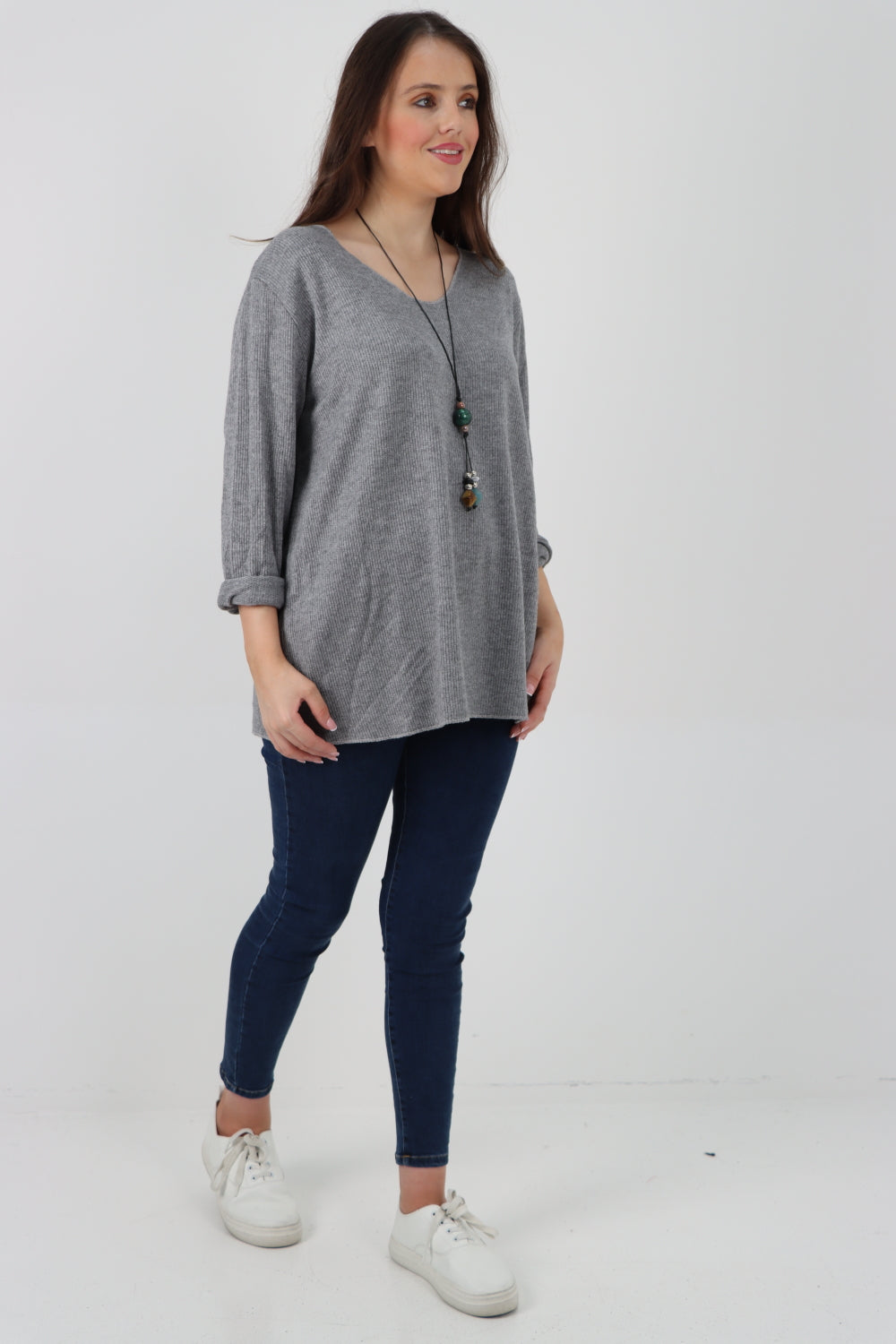 Soft Knitted Long Sleeve Necklace Top