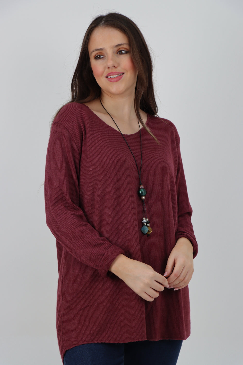 Soft Knitted Long Sleeve Necklace Top